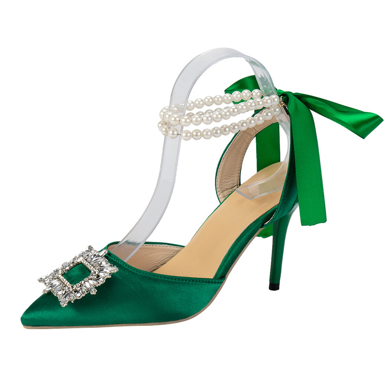 Cross-border wish AliExpress 2023 Fashion Diamond high-heeled Sandals, fashion export beaded sandals, Hollow sandals for women Item Picture