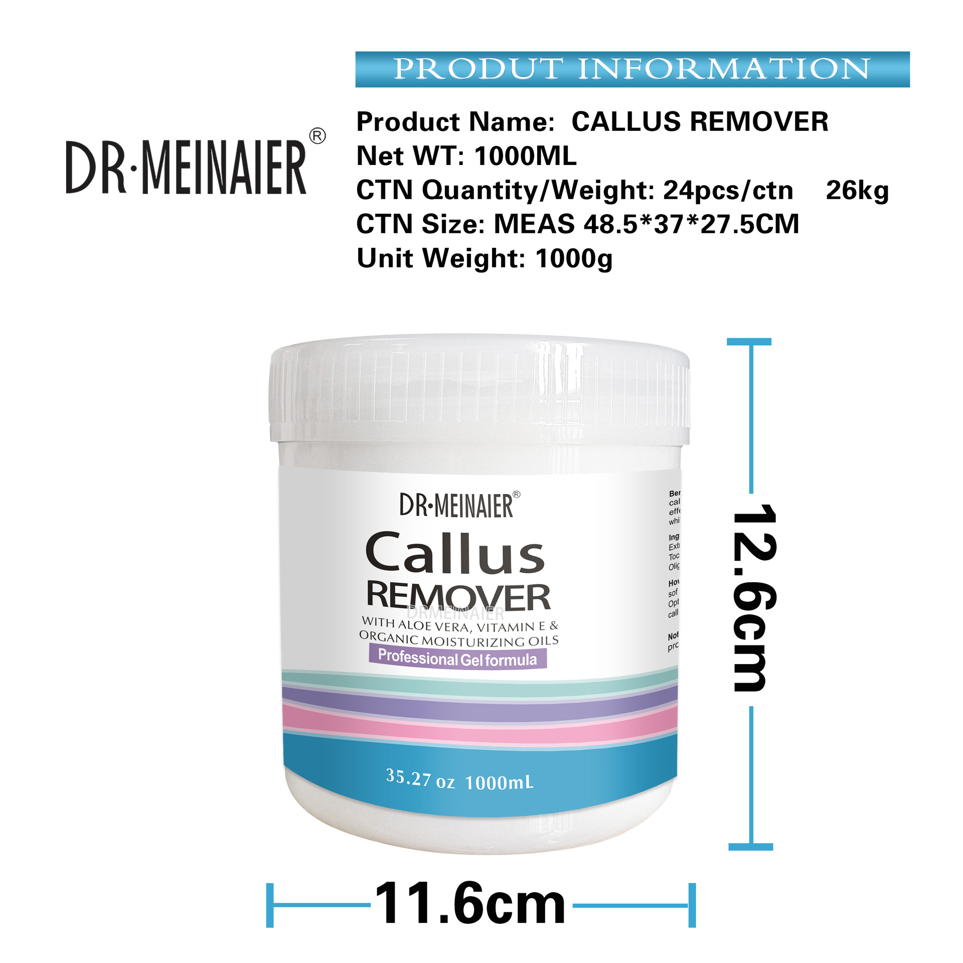 Cross-border foreign trade callus remover is a gentle and deep cleansing gel for feet and hands, removing calluses, dead skin and keratin Specification drawing