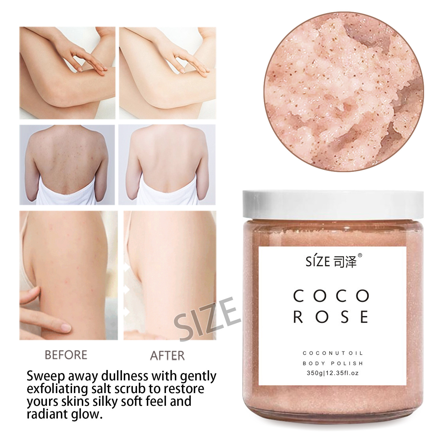Cross-border foreign trade scrub salt Bath salt Exfoliating and chicken skin Removing Rose coco Scrub Cream Bath Salt Wet Salt 350g details Picture