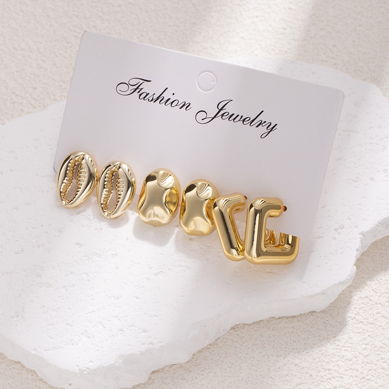 欧美跨境热卖新款简约个性ins风耳环套装气质百搭卡装耳饰批发俊苒饰品-001