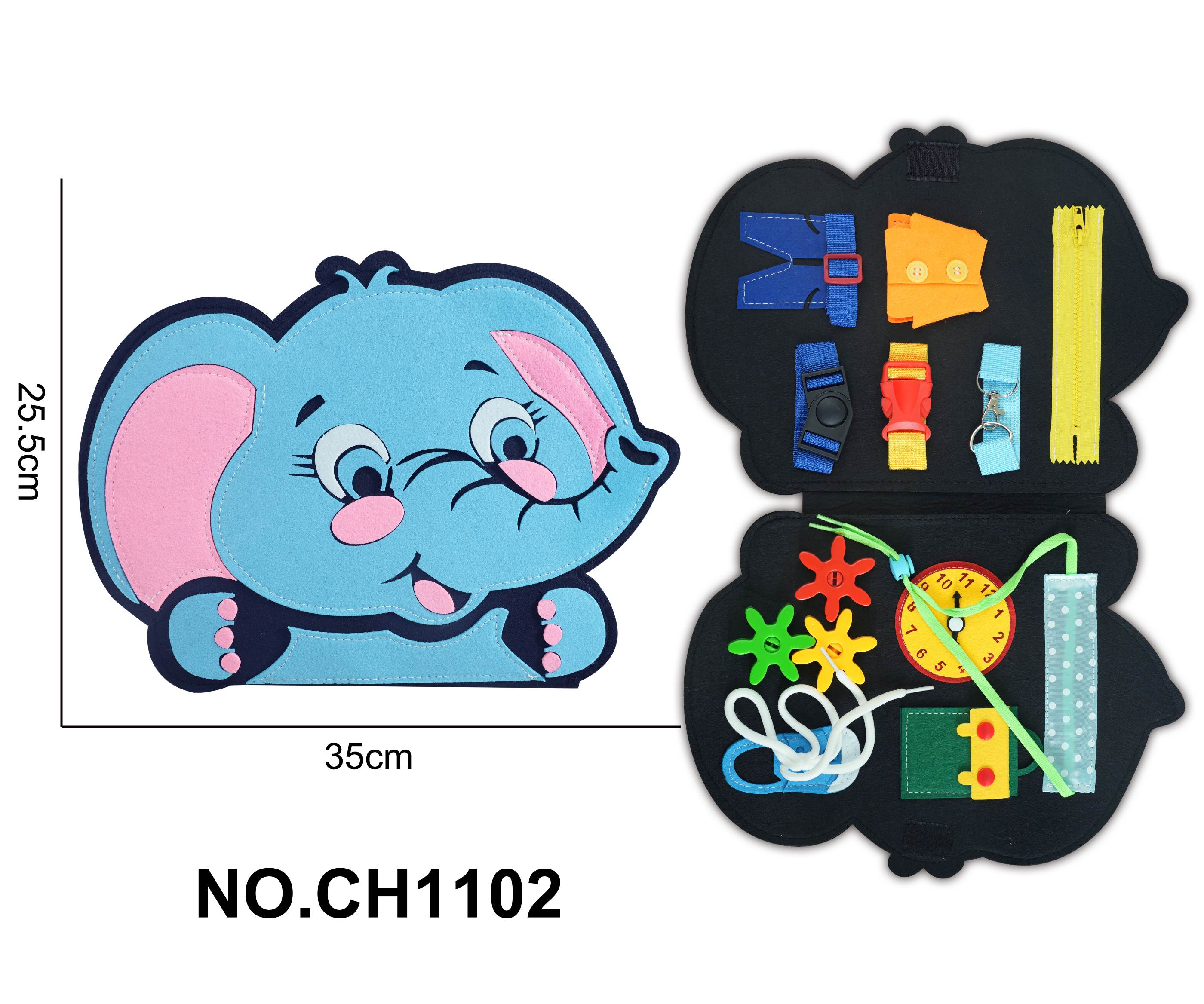 TK01079 Montessori Early Education and Intelligence for Children - Felt Learning Book - Single Page Blue Elephant Application Scenario