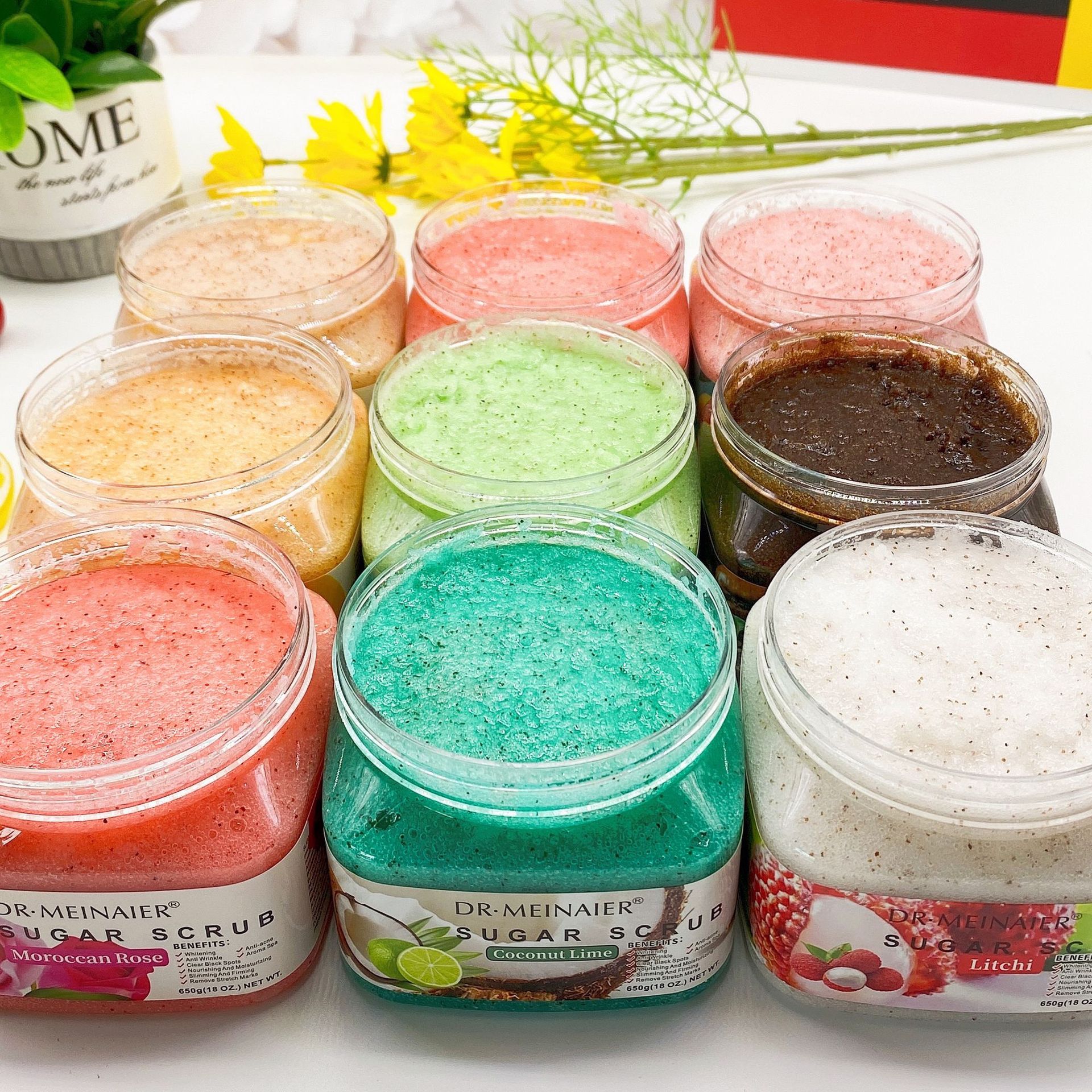 Cross-border ice cream Bear fruit glycoside grinding sugar for blackening and exfoliating chicken skin bath salt Bath salt Coffee Scrub 650g Specification drawing