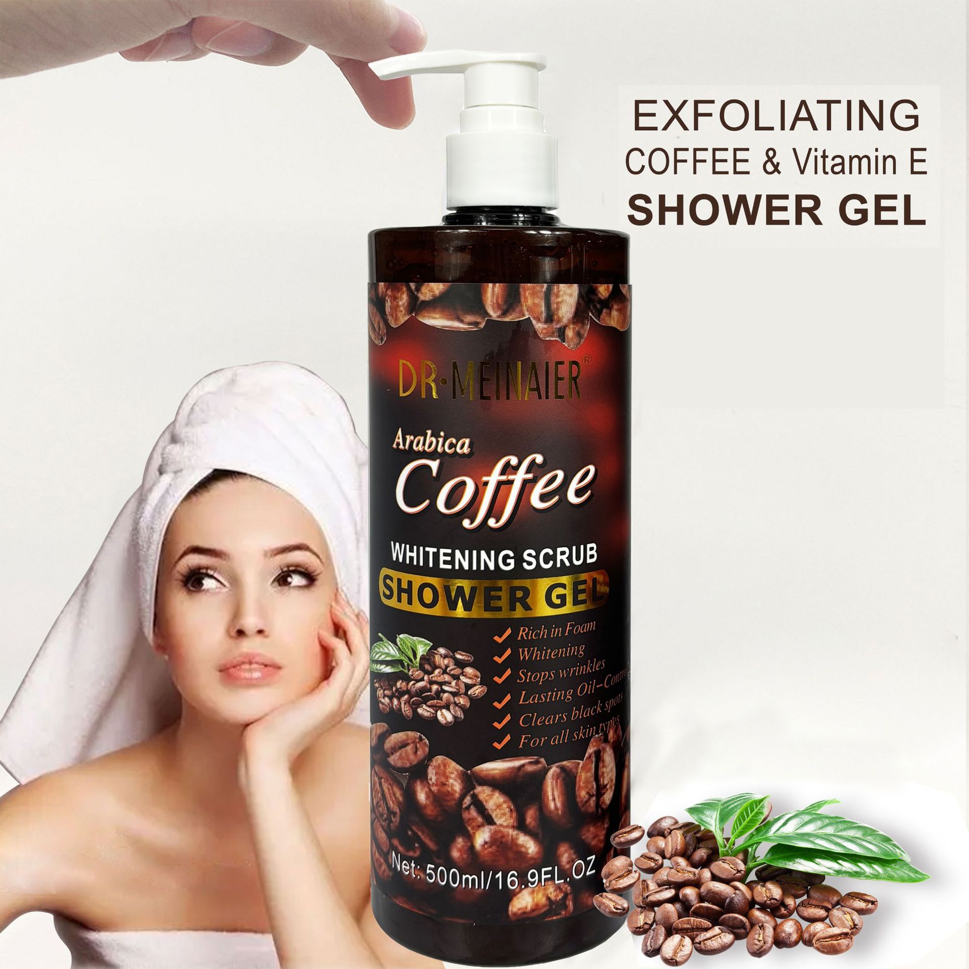 Cross-border exclusive brightening and moisturizing coffee scrub body wash, chicken skin removal bubble body gel, smooth skin wholesale full figure