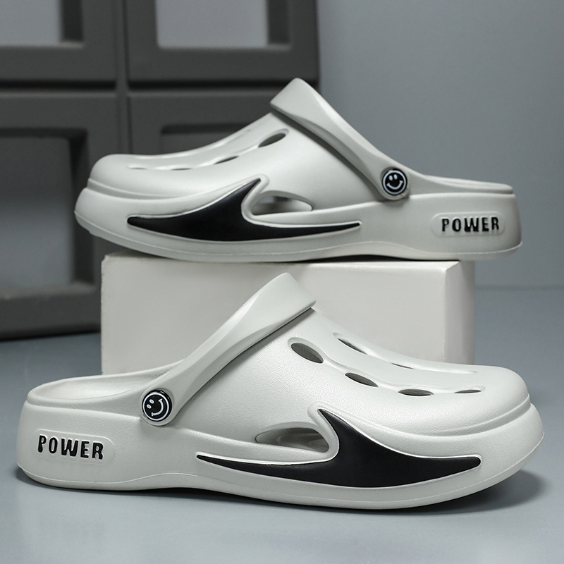 Men's clogs, breathable flip-flops, EVA sandals with a feeling of stepping on poop, thick-soled comfortable casual shoes for outerwear full figure