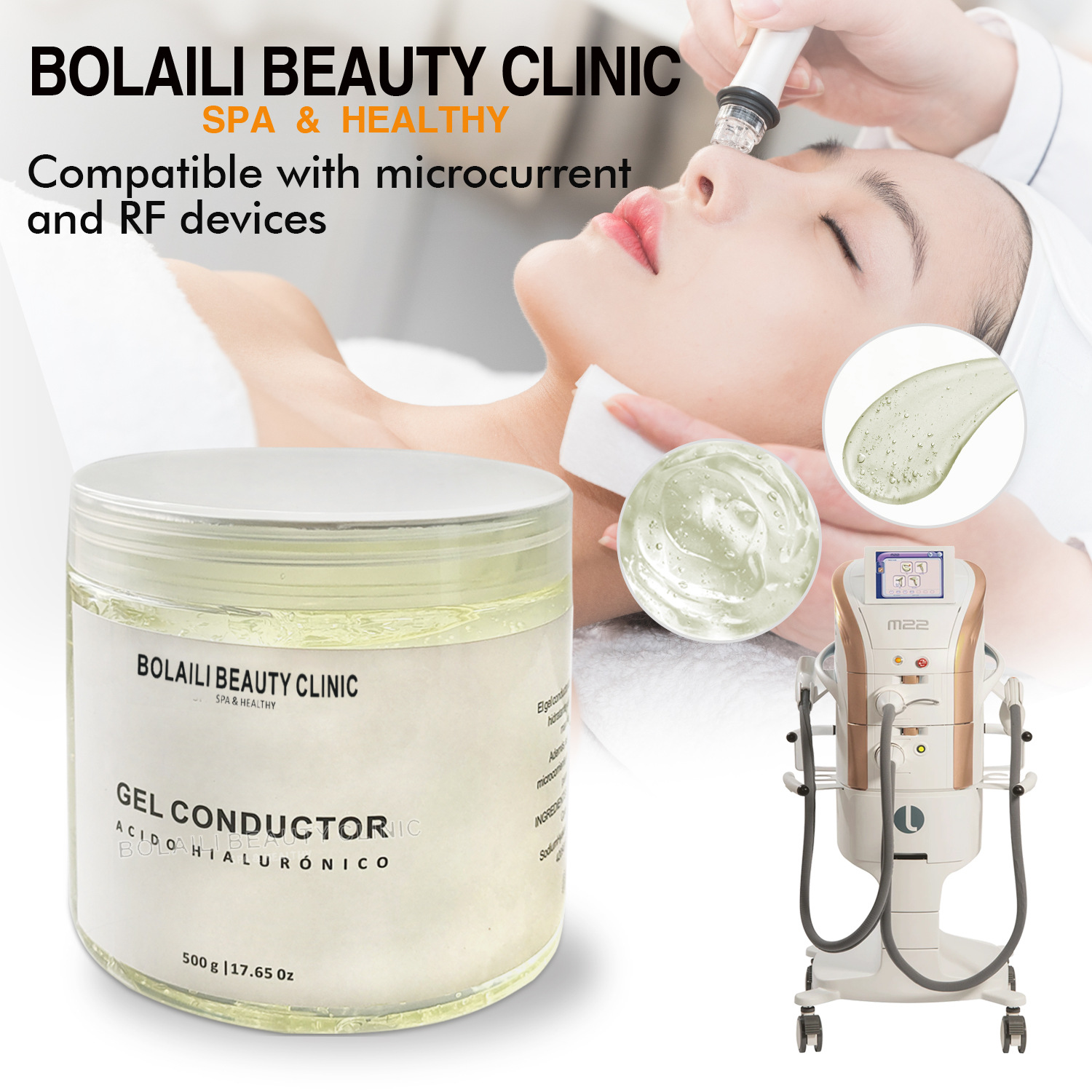 Cross-border facial gel hyaluronic acid gel hydrating, moisturizing and firming equipment introduction massage gel export wholesale full figure