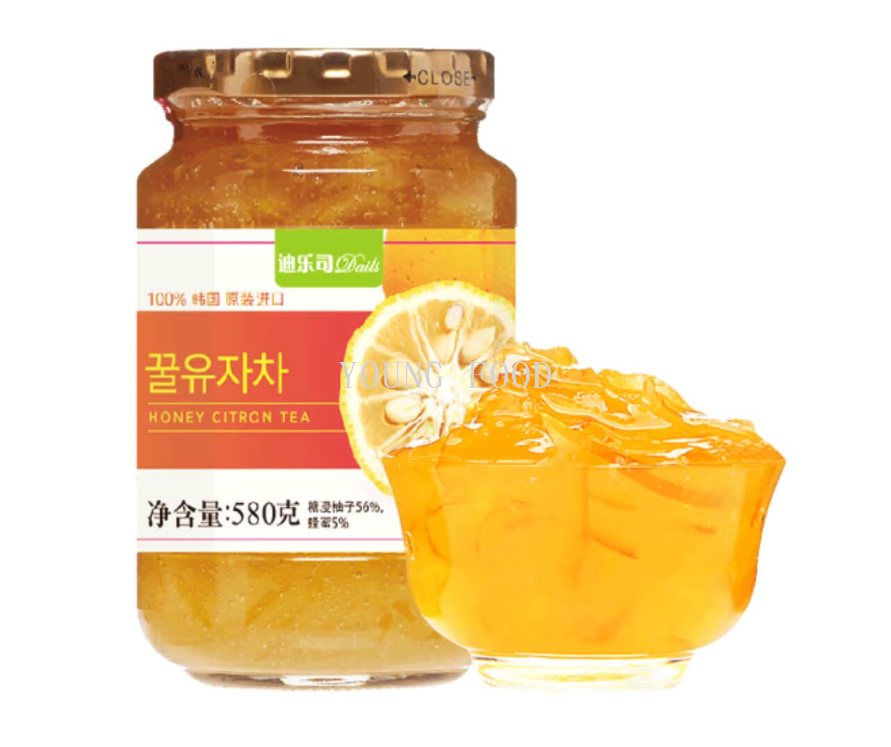 包邮！韩国进口冲泡 迪乐司蜂蜜柚子百香果茶（果肉饮品）1千克详情4