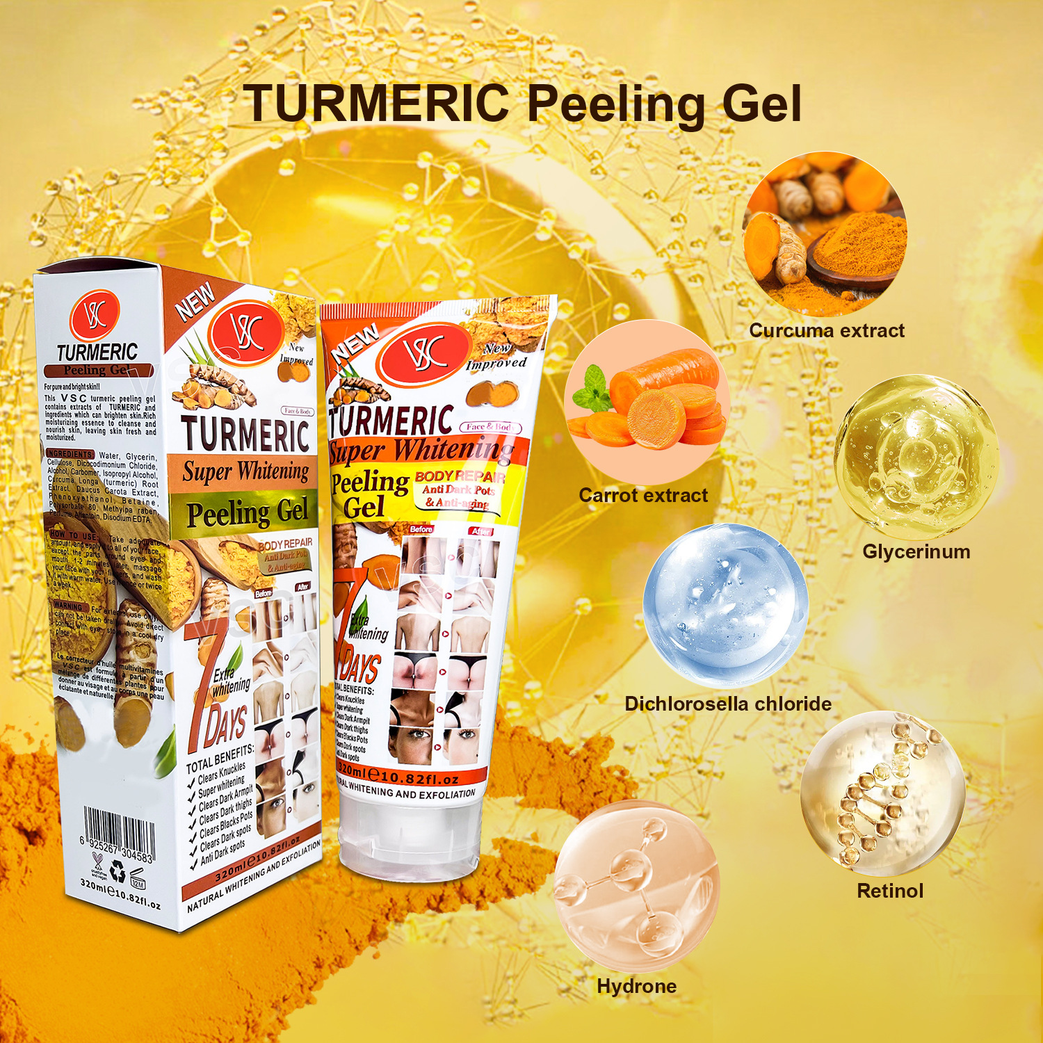Cross-border foreign trade peeling gel Turmeric peeling gel Exfoliating Facial and body joint Blackening peeling cream details Picture