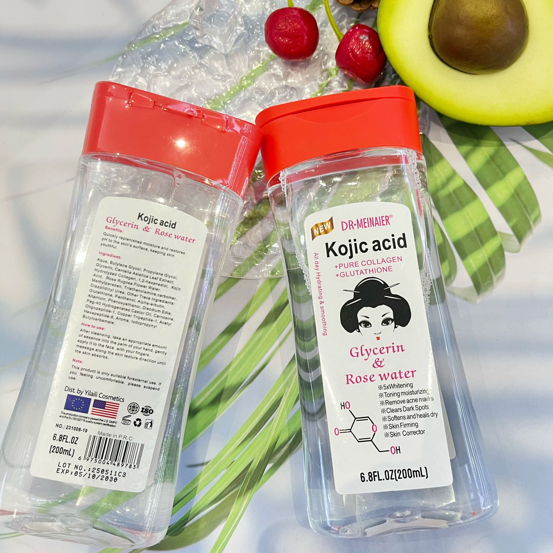 Cross-border Kojic acid Glycerin & Rose Water 200ml Facial and Body Massage Moisturizing water wholesale for export Item Picture