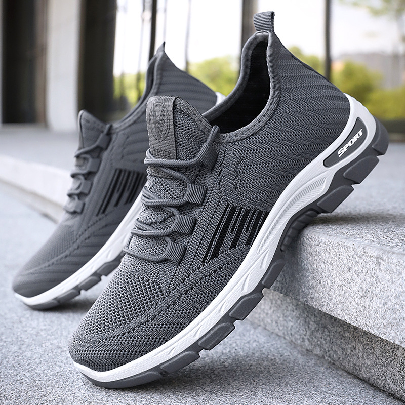 Men's casual shoes, cross-border trade men's shoes, breathable and non-smelly feet, Dad's shoes, single shoes, flying woven sports shoes, men's shoes full figure