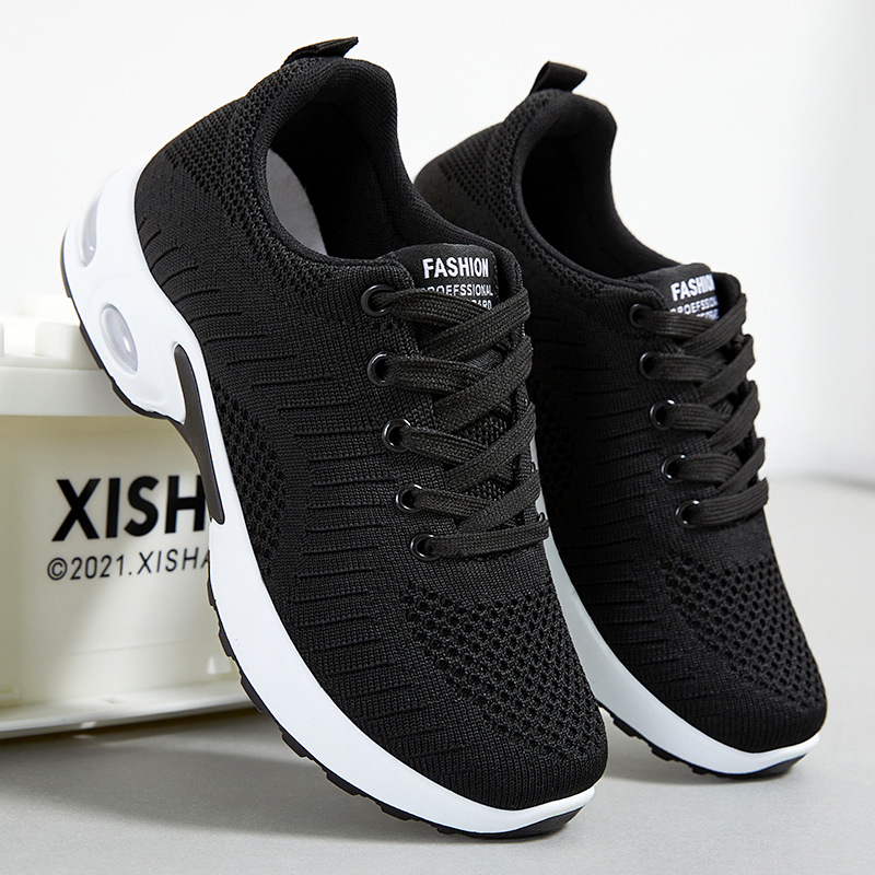 Women's cross-border large-sized women's shoes, TEMU casual sports shoes, solid color versatile air-cushioned shoes, Feizhi breathable running shoes details Picture