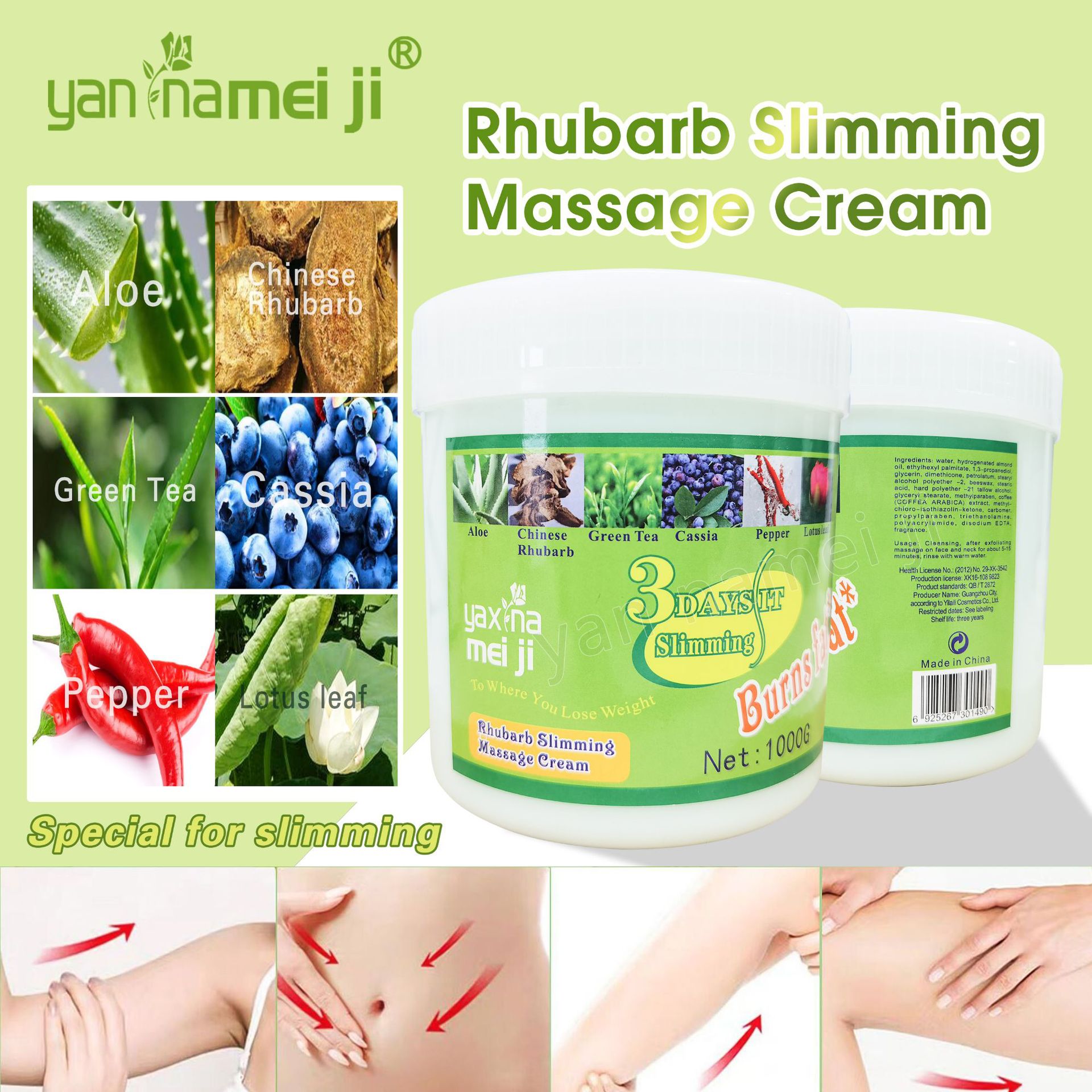 Cross-border Rhubarb Firming Massage Cream Facial and Body firming and slimming Massage Cream Skin care product factory wholesale 1000g Application Scenario