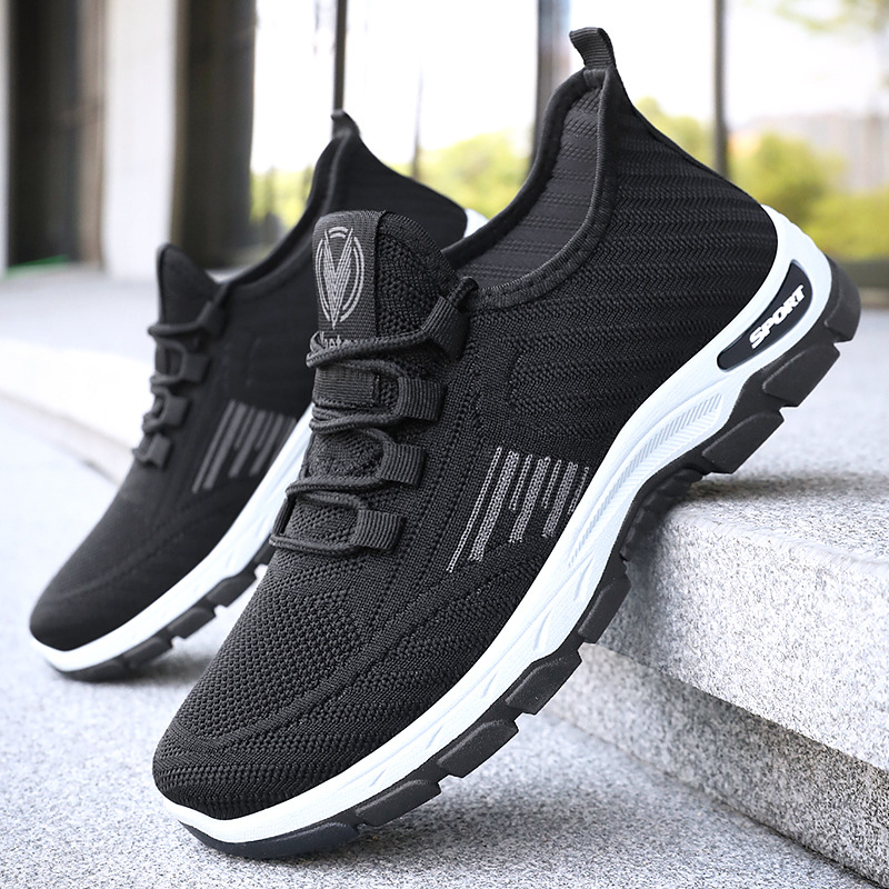 Men's casual shoes, cross-border trade men's shoes, breathable and non-smelly feet, Dad's shoes, single shoes, flying woven sports shoes, men's shoes details Picture