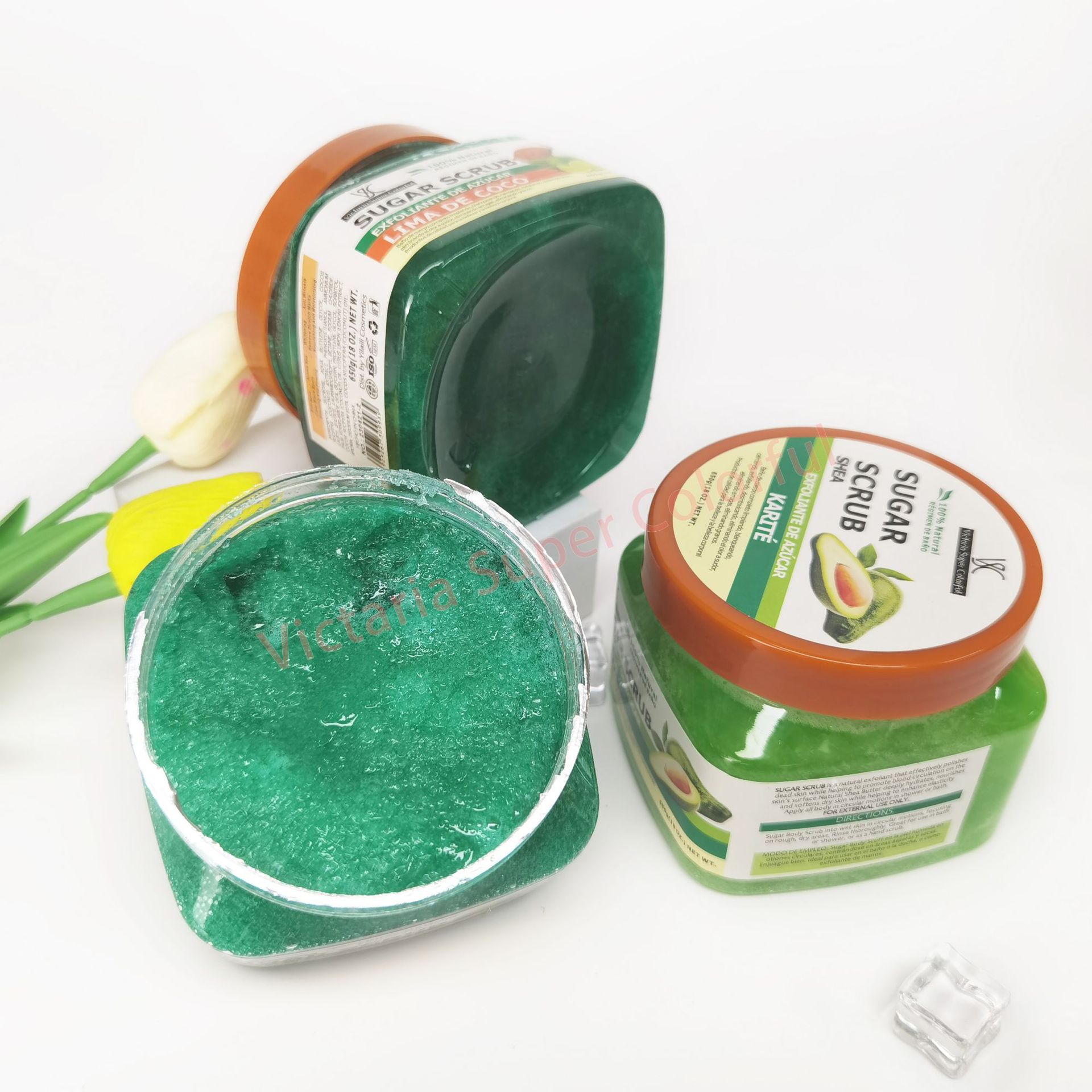 Cross-border natural pure sugar granulated sugar premium fruit fragrance Bath, moisturizing, exfoliating bath salt for full-body skin care Specification drawing