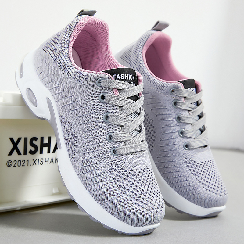 Women's cross-border large-sized women's shoes, TEMU casual sports shoes, solid color versatile air-cushioned shoes, Feizhi breathable running shoes Specification drawing