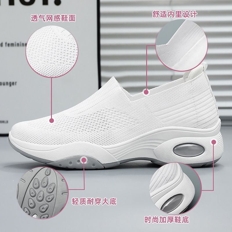 Women's shoes, versatile, one-step lazy shoes, cross-border large-sized single shoes, soft-soled casual shoes, breathable flying woven mesh shoes Application Scenario