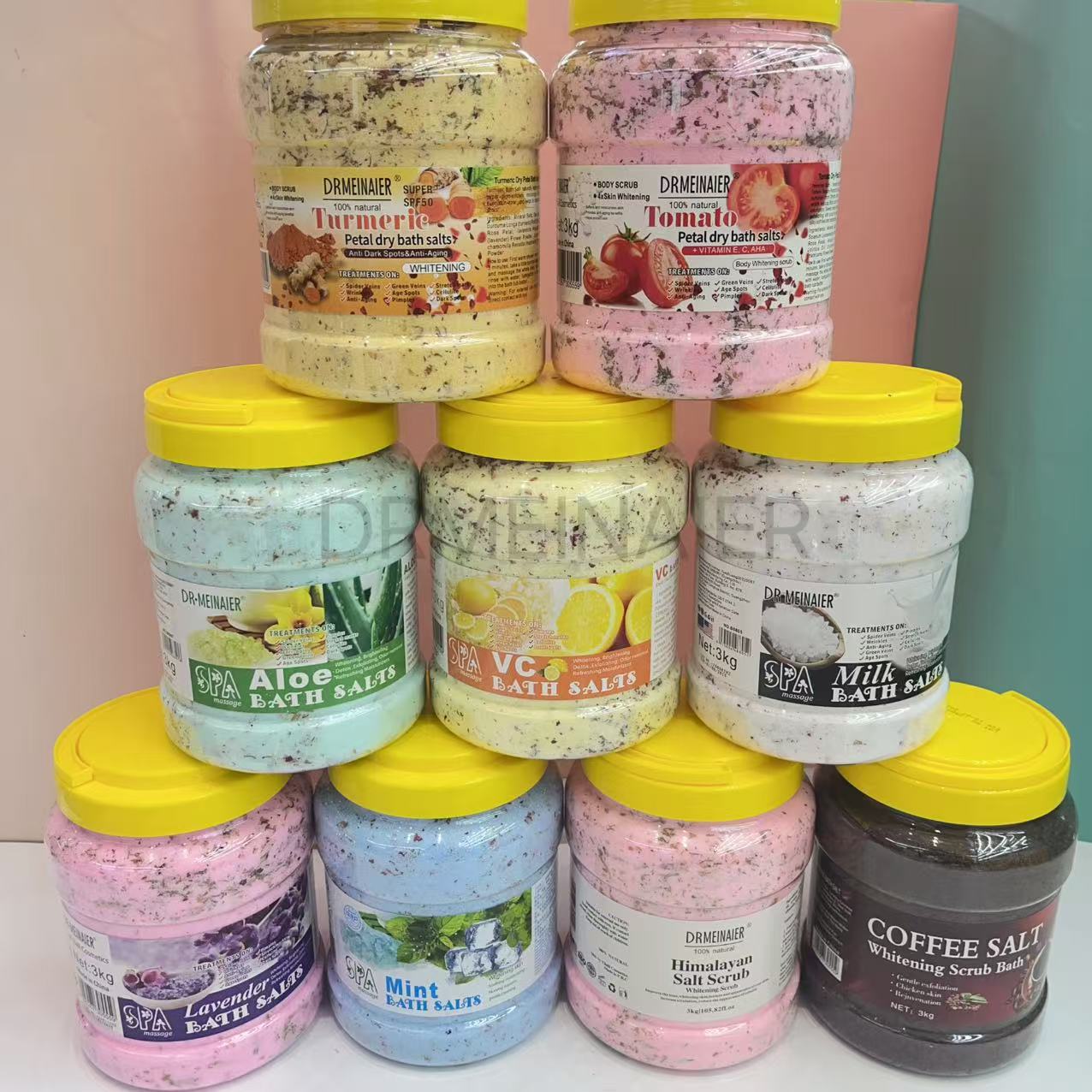 Cross-border direct sales SPA Scrub Bath salt with petals, cleansing scrub exfoliating foot bath and skin rejuvenation bath salt 3KG Specification drawing