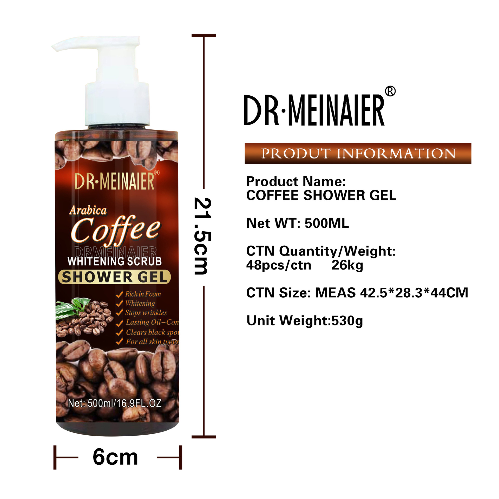 Cross-border exclusive brightening and moisturizing coffee scrub body wash, chicken skin removal bubble body gel, smooth skin wholesale Item Picture