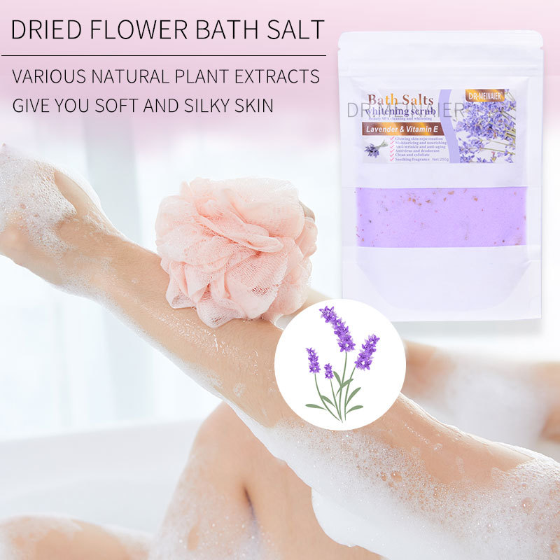 Cross-border Petal Scented Sea Salt Body Scrub Bath Salt 250g, bath exfoliating, Cleansing and smoothing, wholesale for export details Picture