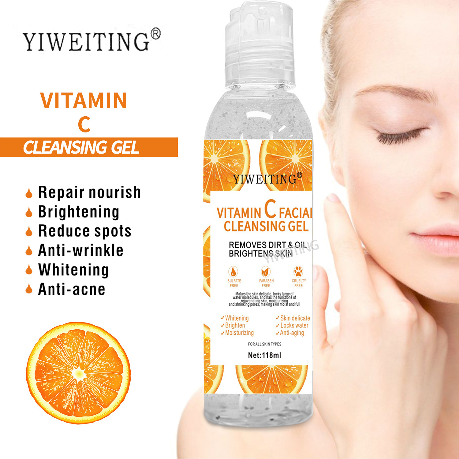 Cross-border Exfoliating gel, Vitamin C exfoliating gel, facial and body cleansing, rejuvenation, Moisturizing and hydrating, fresh orange full figure