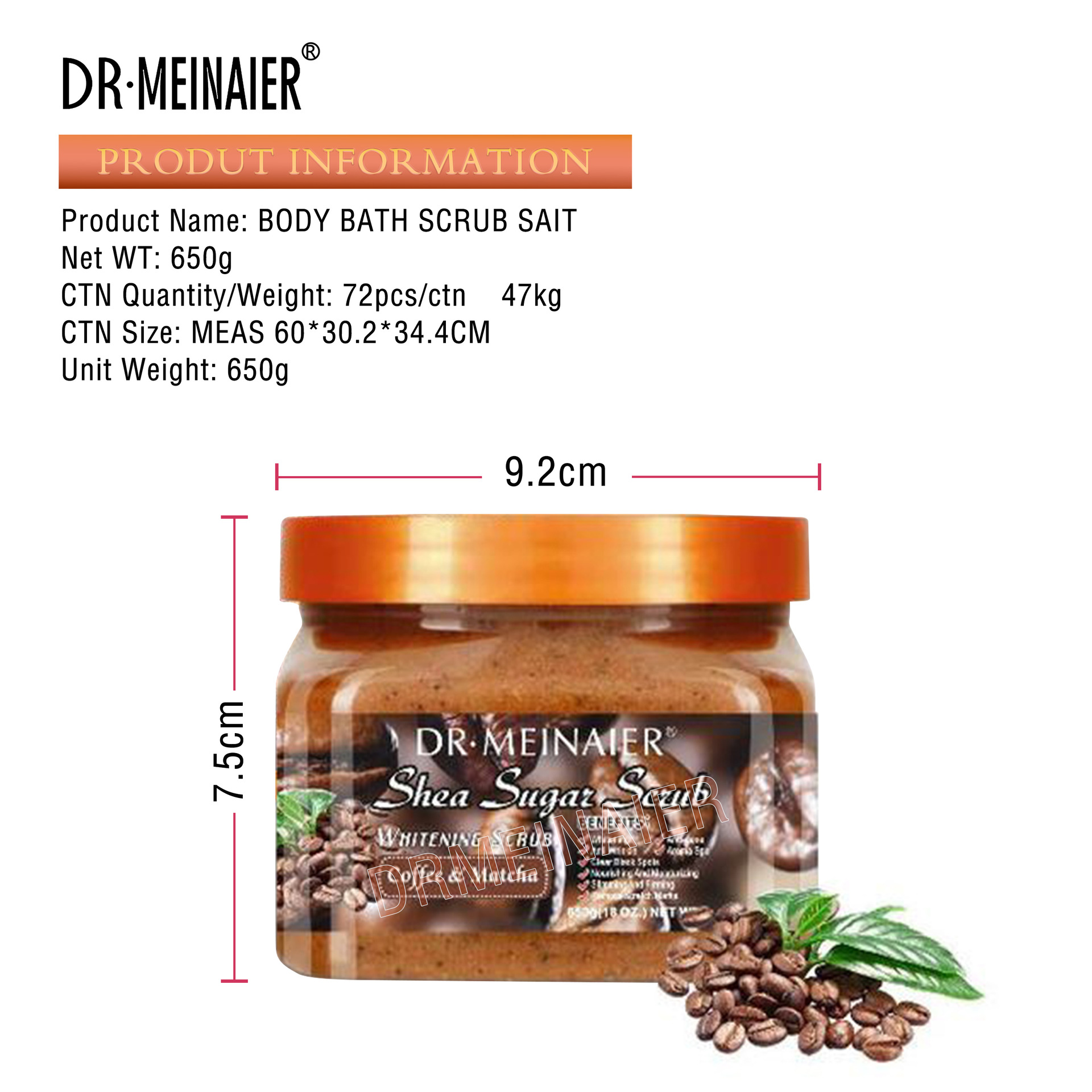 Cross-border ice cream Bear fruit glycoside grinding sugar for blackening and exfoliating chicken skin bath salt Bath salt Coffee Scrub 650g Application Scenario