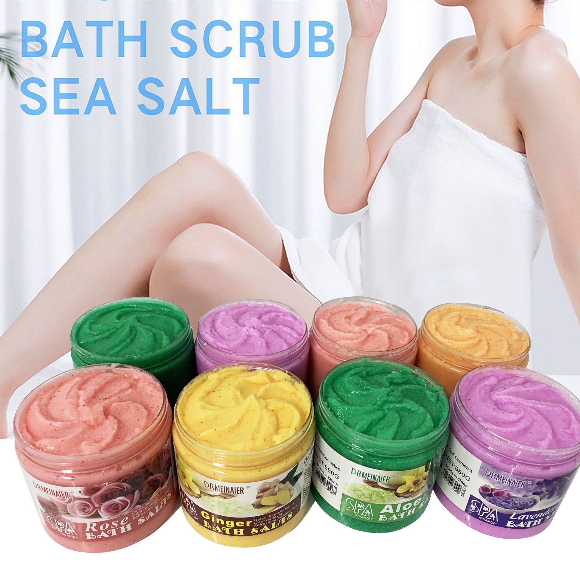 Cross-border exclusive exfoliating bath bubble wet salt for chicken skin removal, skin rejuvenation, mud scrubbing, dead skin moisturizing and hydrating sea salt full figure