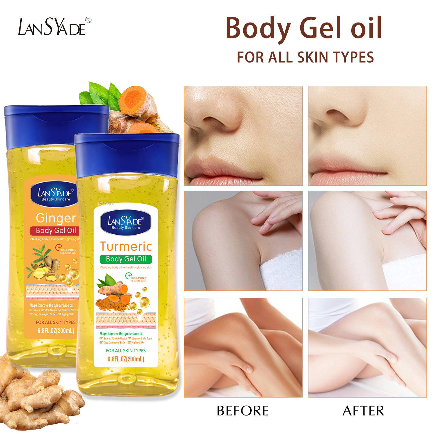 Cross-border Carrot Organic Gel Oil Argan Glycerin Body Gel Moisturizing and Brightening Vitamin C Massage Oil 200ml Specification drawing