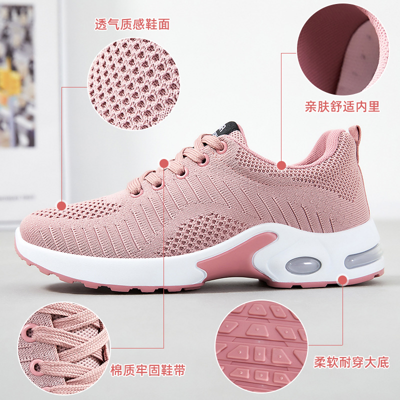 Women's cross-border large-sized women's shoes, TEMU casual sports shoes, solid color versatile air-cushioned shoes, Feizhi breathable running shoes Application Scenario