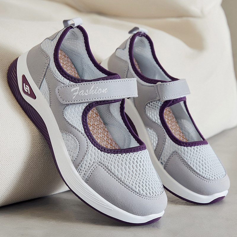 Women's shoes, versatile shoes for middle-aged and elderly mothers, soft-soled shoes that don't tiring the feet, flat shoes, breathable Velcro, casual shoes, single shoes Specification drawing