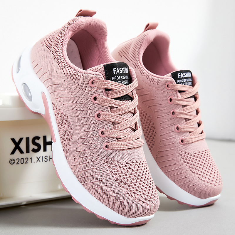 Women's cross-border large-sized women's shoes, TEMU casual sports shoes, solid color versatile air-cushioned shoes, Feizhi breathable running shoes full figure