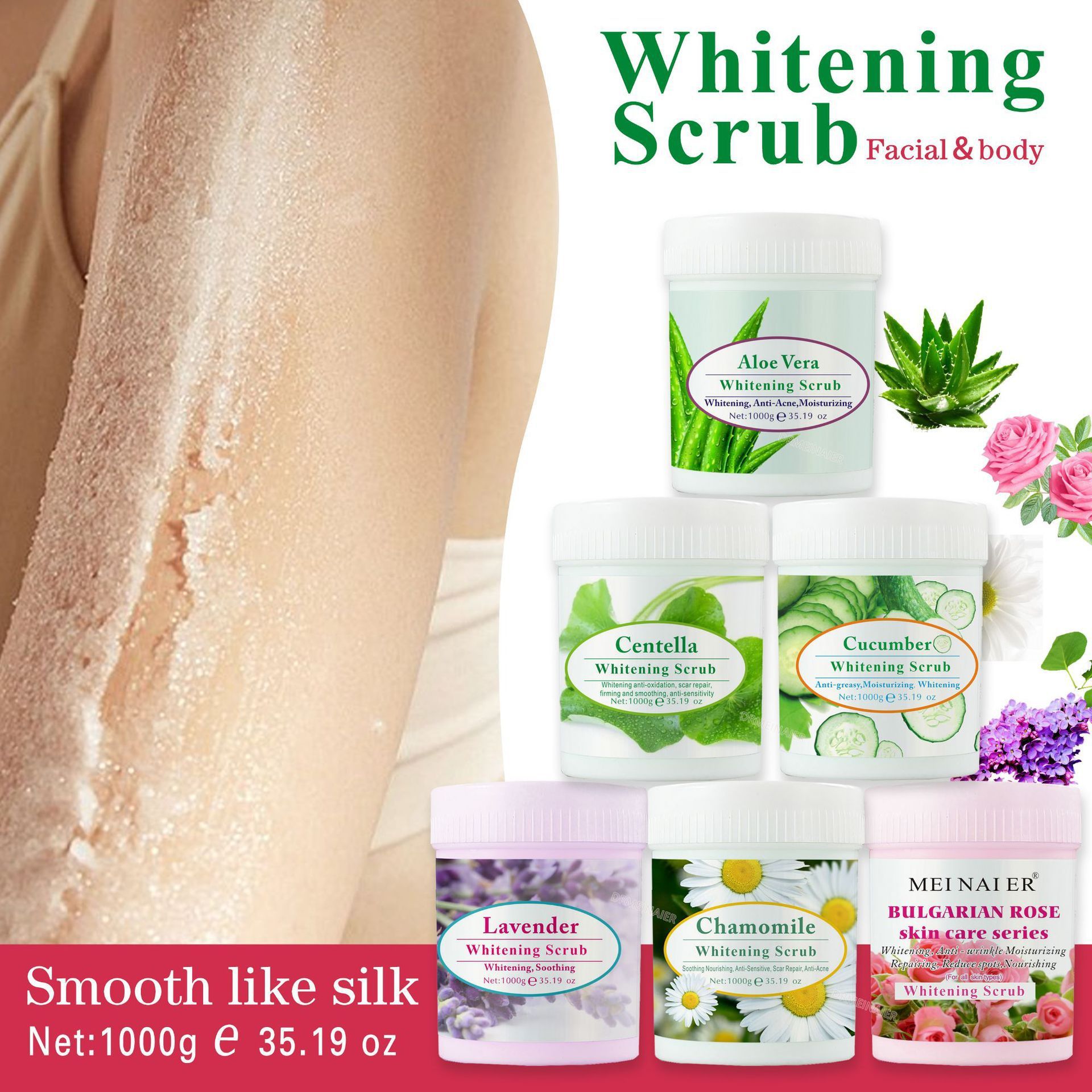 Cross-border foreign trade Scrub 1000g Full-body moisturizing scrub for body and face exfoliation, smooth skin scrub