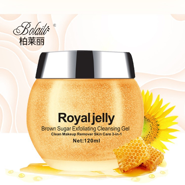 Cross-border Royal jelly brown sugar Pore Cleansing Ice Crystal Gel Removes blackheads, acne, mites, makeup, cleanses the face and exfoliates full figure