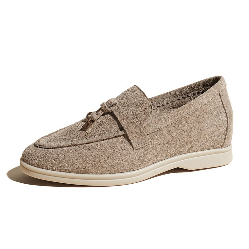 The new genuine leather insole height-increasing LP loafers for foreign trade are fashionable and versatile for women. They can be worn on one foot as lazy single shoes and flat casual shoes Item Picture