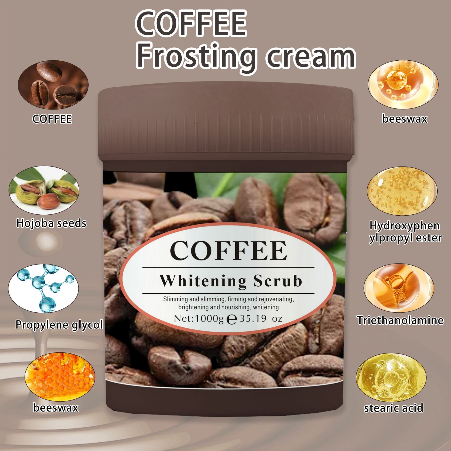 Cross-border foreign trade Scrub 1000g Full-body moisturizing scrub for body and face exfoliation, smooth skin scrub details Picture