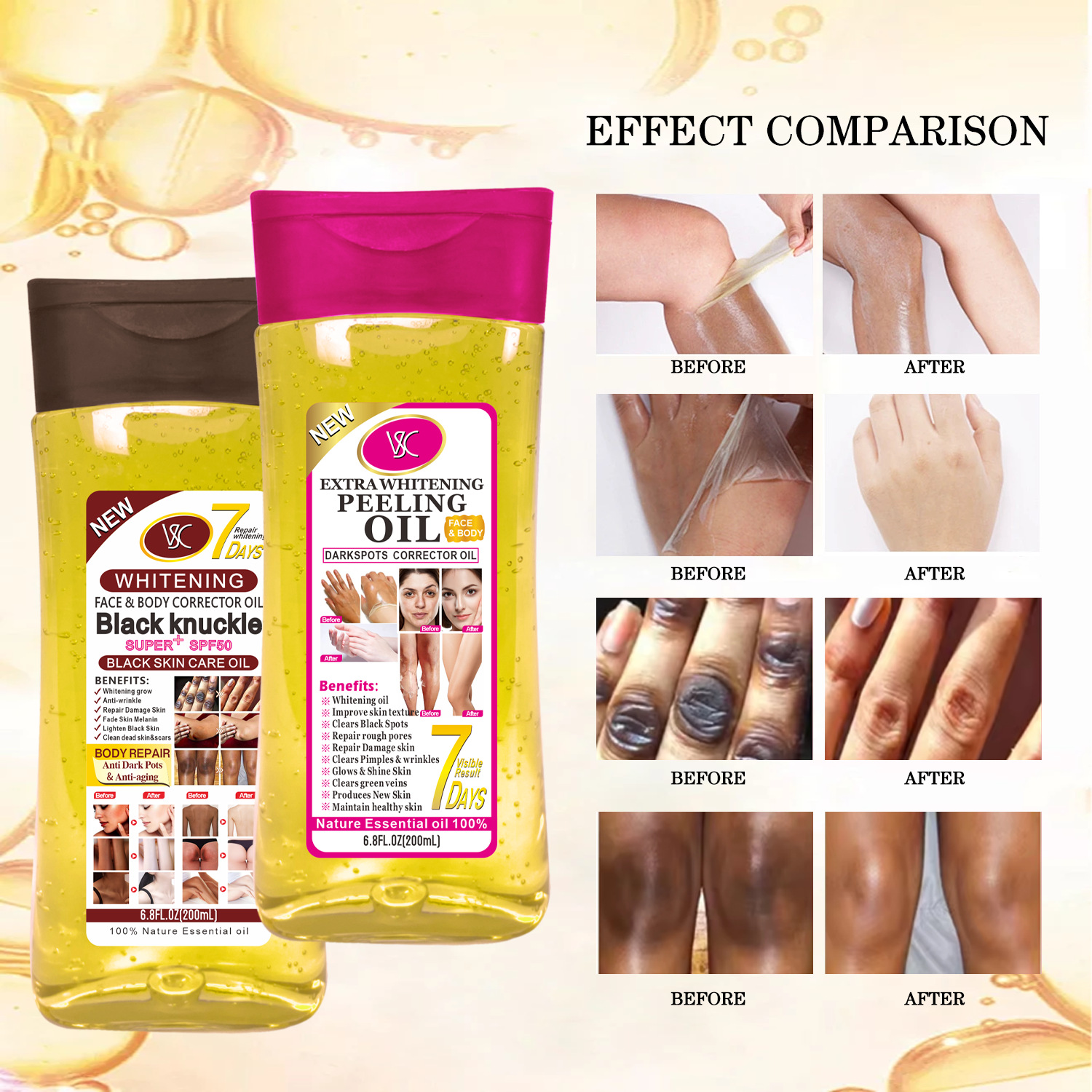 Cross-border turmeric Oil Facial and Body Moisturizing VB Oil VE Massage Oil Darkening and Brightening Joint Oil 200ml for export details Picture