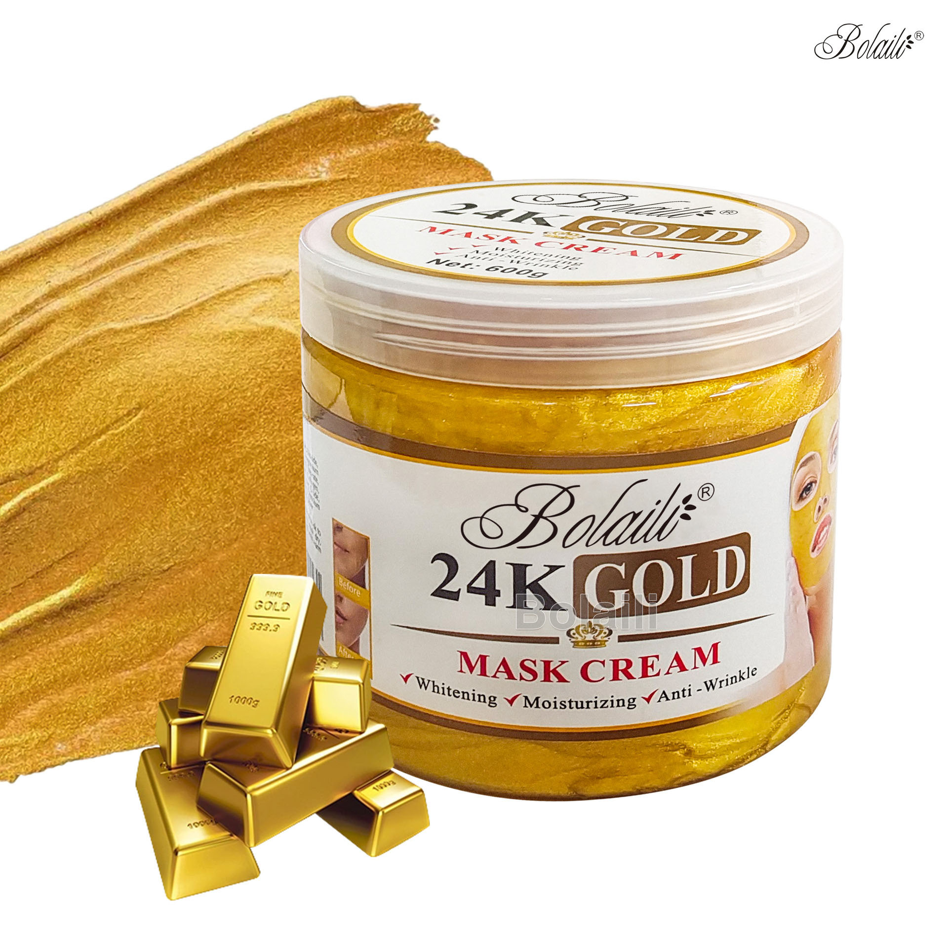 Cross-border 24K gold gel mask Cream Moisturizing, hydrating, repairing and sleeping mask, 600g export face cream full figure