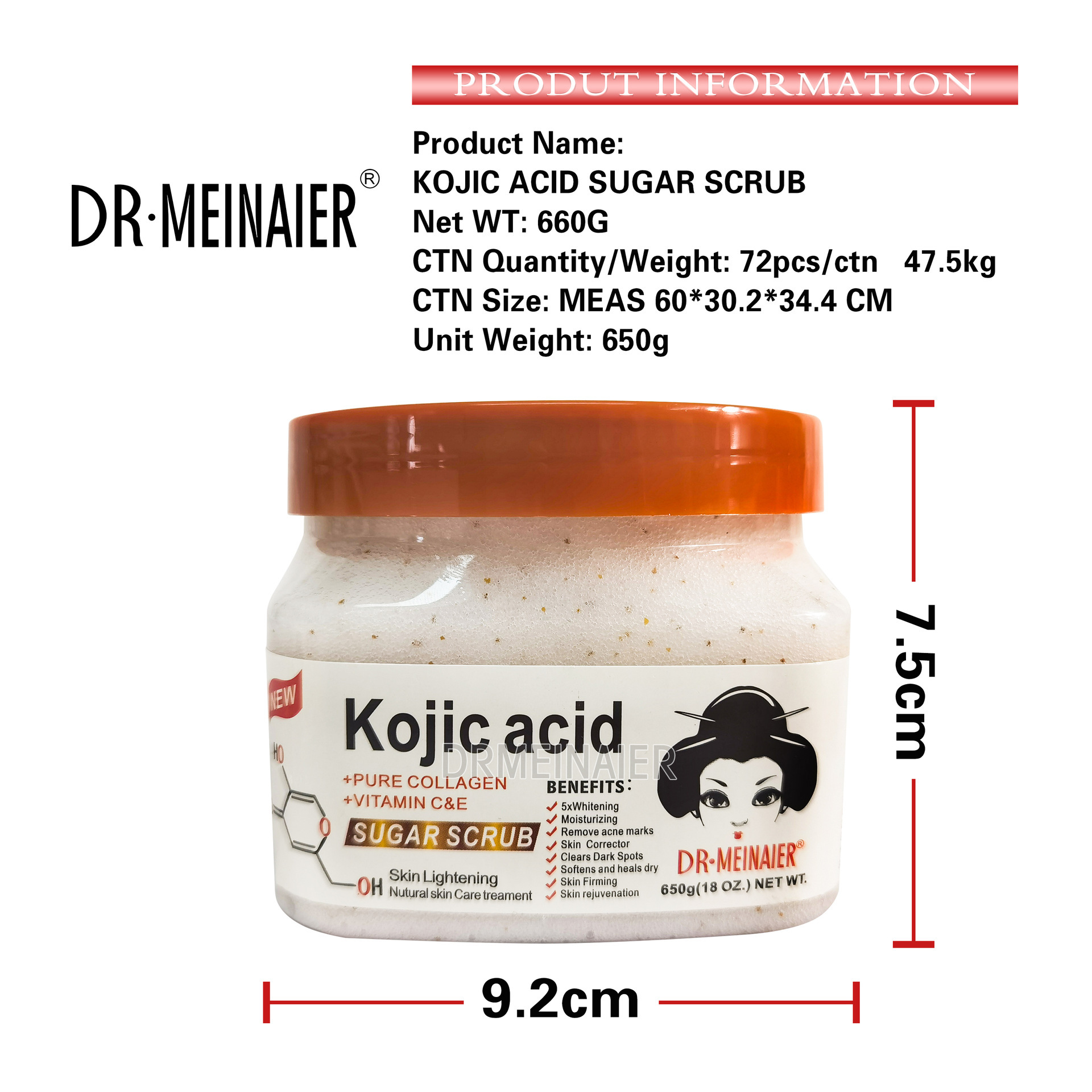 Cross-border Kojic acid Exfoliating Sugar Brightening Moisturizing Scrub Exfoliating and Chicken Skin Removing Whole Body Kojic Acid Bath Salt 650g Item Picture