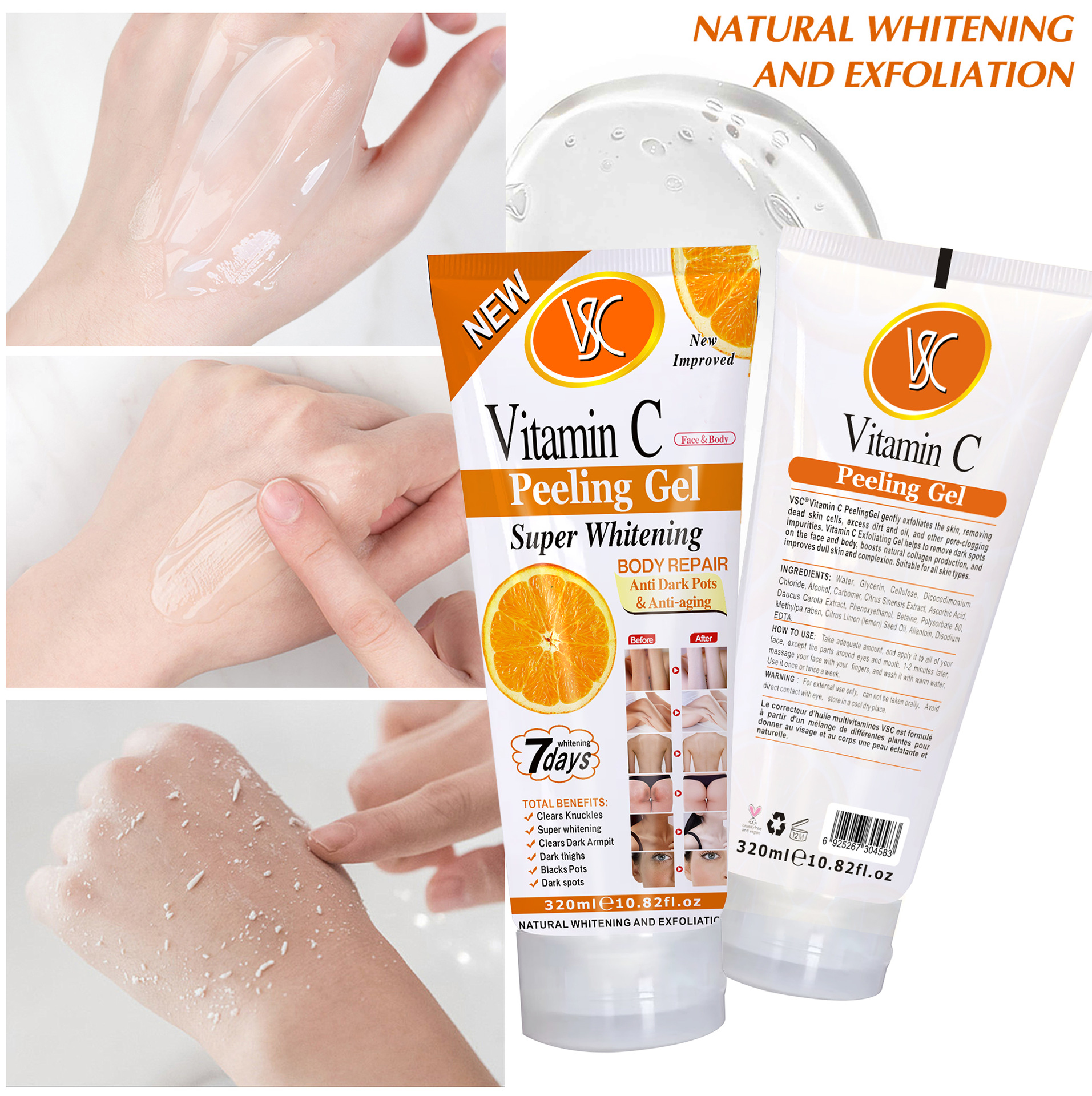 Cross-border peeling gel, Vitamin C peeling gel, Whole Body joint darkening, VC Repair Gel, Exfoliation Application Scenario