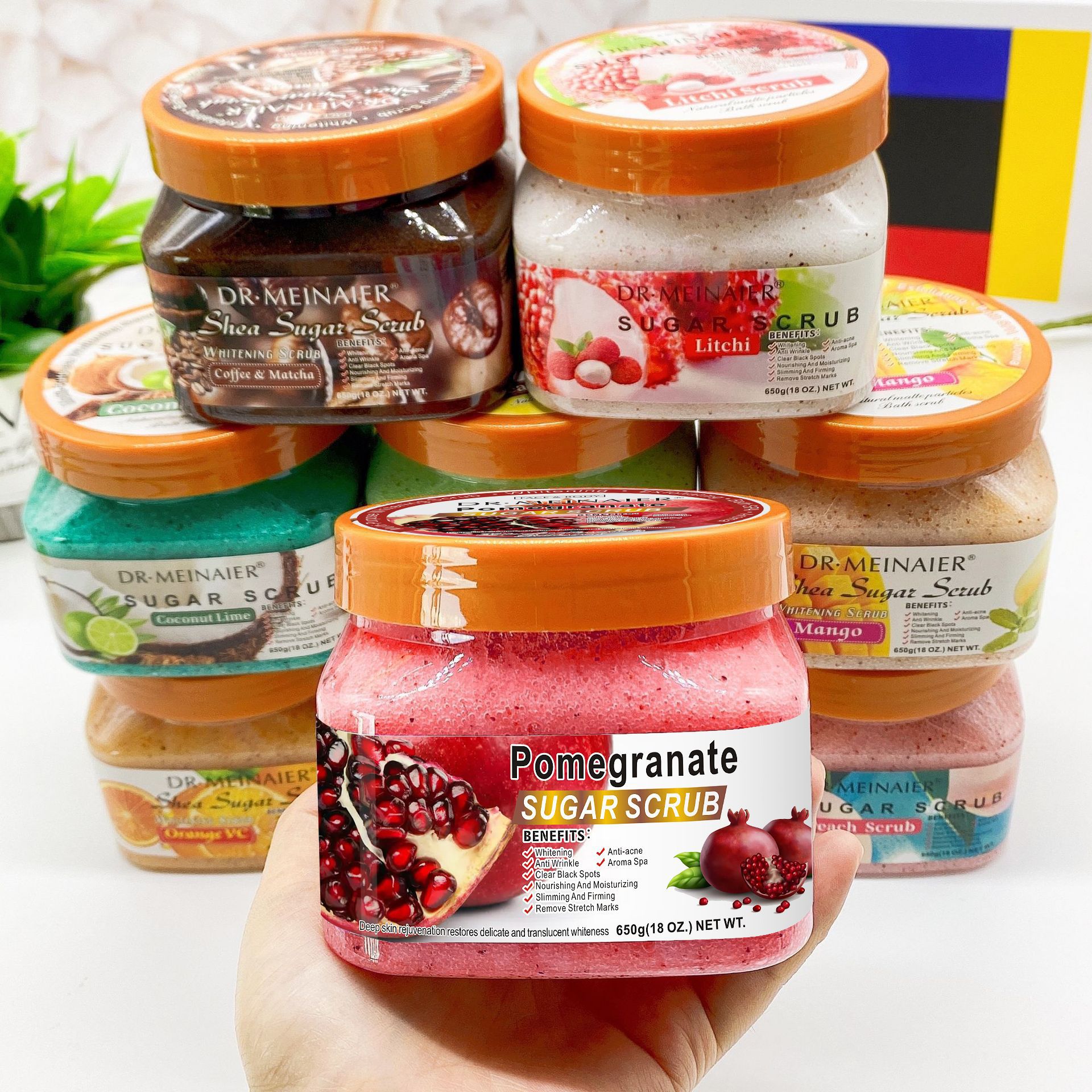 Cross-border pomegranate ice cream, frosted sugar, Blackening and exfoliating, chicken skin bath salt, Bath salt, Scrub 650g wholesale full figure