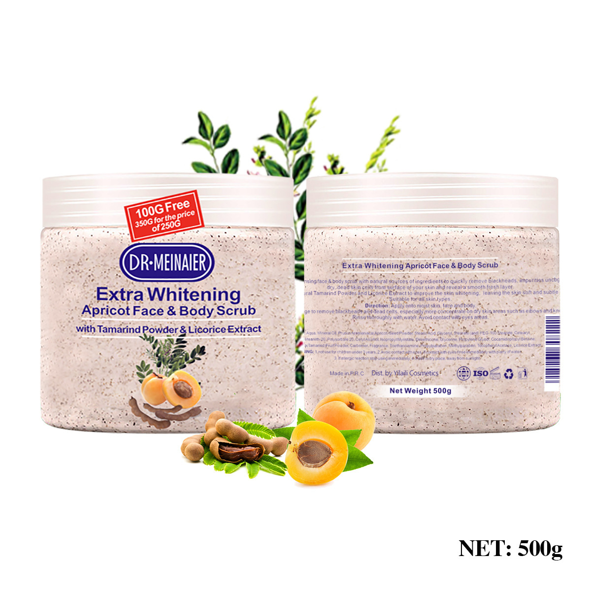 Cross-border apricot fruit plant scrub beautifies the skin, exfoliates, cleanses the face and body, moisturizes and removes chicken skin. Wholesale skin care full figure
