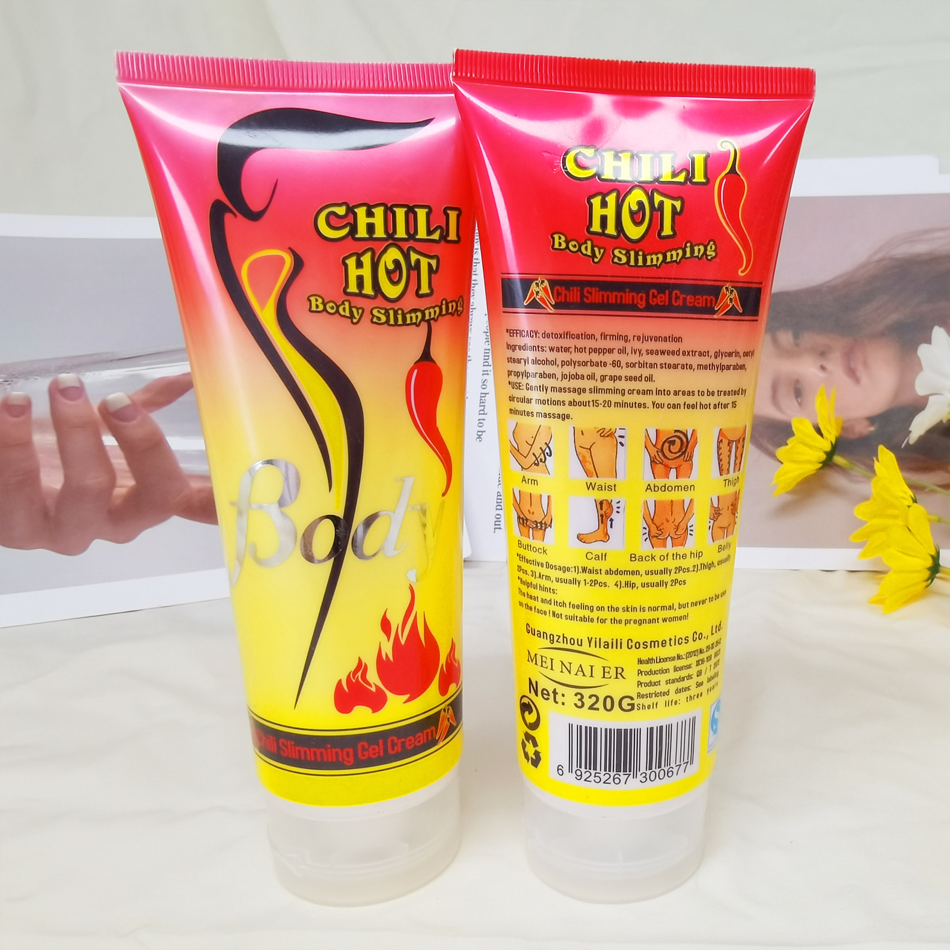 Cross-border exclusive body shaping and firming cream, reducing belly fat, abdomen and calf heat, shaping chili gel, a best-selling product for export wholesale Specification drawing