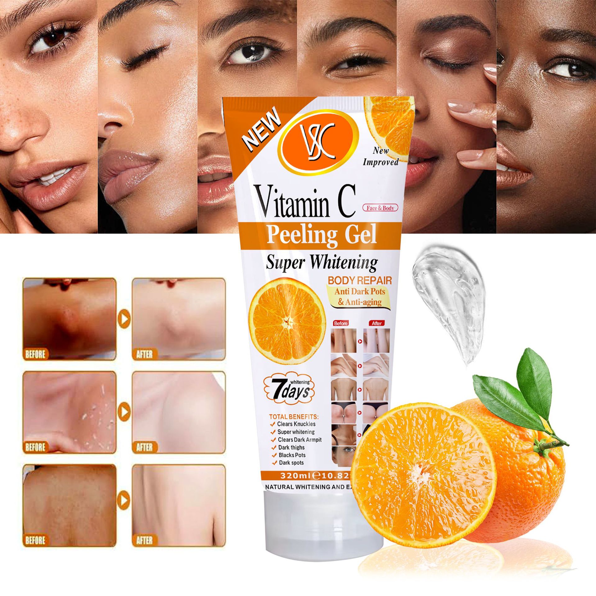 Cross-border peeling gel, Vitamin C peeling gel, Whole Body joint darkening, VC Repair Gel, Exfoliation details Picture