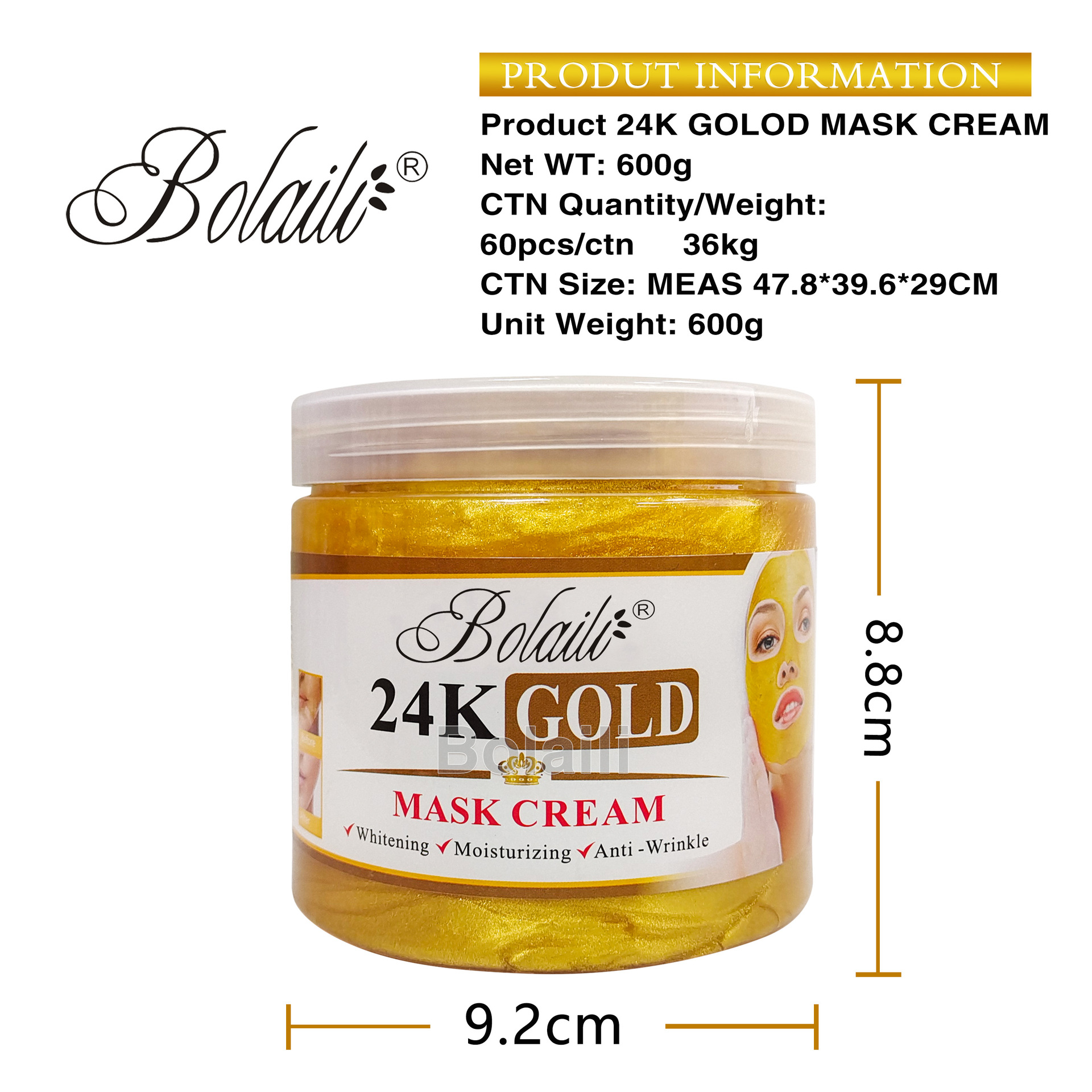 Cross-border 24K gold gel mask Cream Moisturizing, hydrating, repairing and sleeping mask, 600g export face cream Application Scenario
