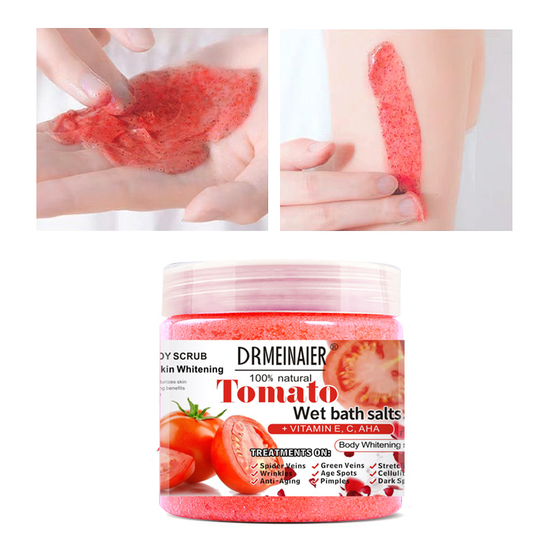 Cross-border trade tomato scrub bath salt, scented bath salt, Exfoliating, chicken skin removal, deep cleansing, bath wet salt spray details Picture