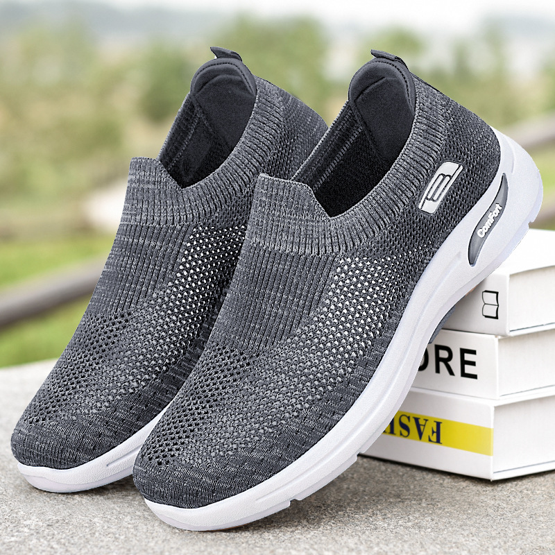 Men's summer fei-woven mesh single shoes, middle-aged and elderly dad shoes, men's shoes, foreign trade men's shoes, one-foot casual shoes details Picture