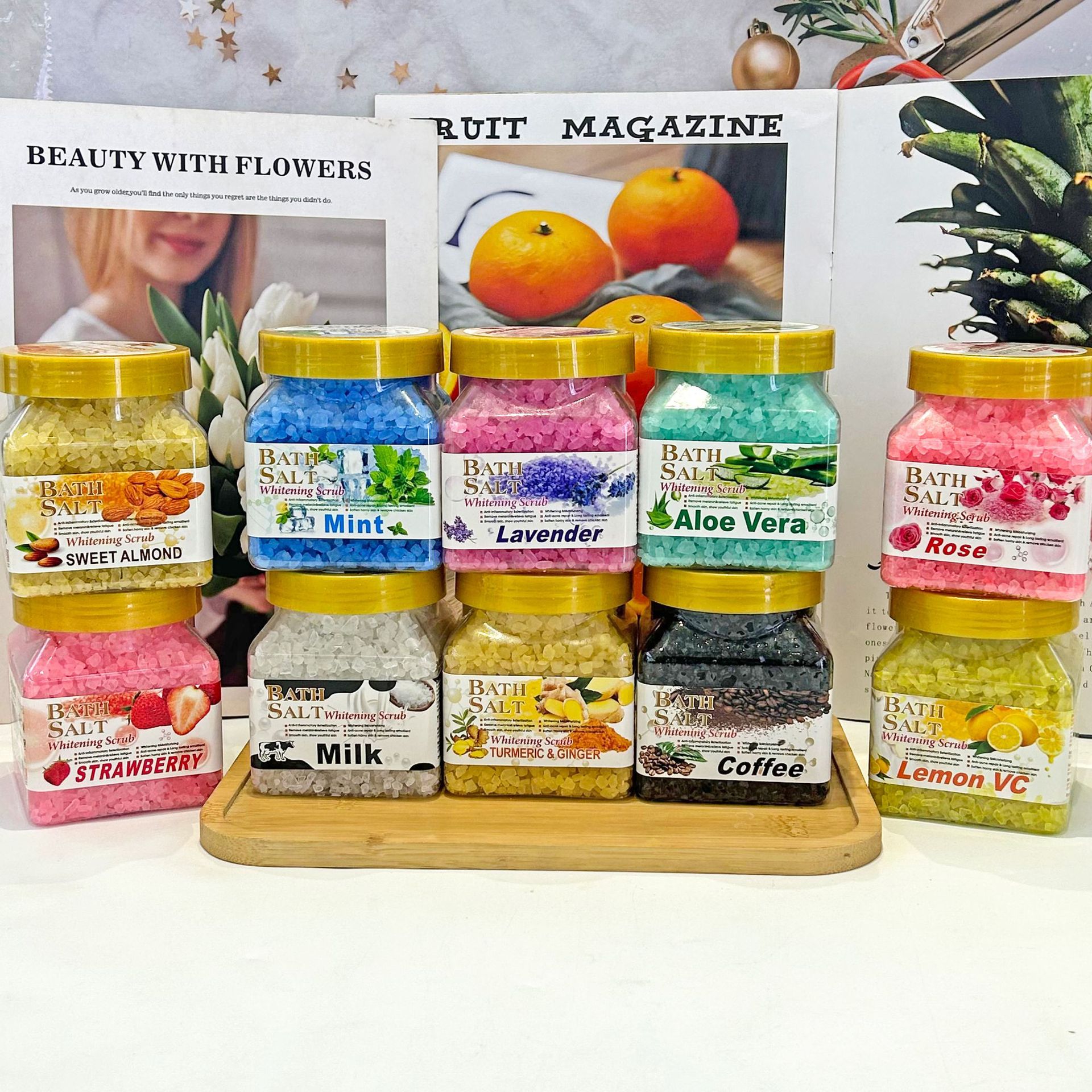 Cross-border rose frosted salt, Himalayan mineral sea salt, scented crystal bath and soaking salt, wholesale for foreign trade details Picture