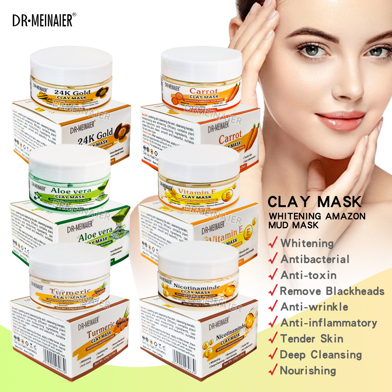 Cross-border Vitamin C Mud Mask Deep Cleansing Application Type Mung Bean Paste Moisturizing and Hydrating VE Mask Cream 120g Application Scenario