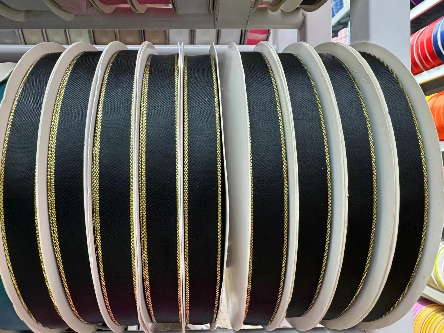 三石织带厂家现货背包带平纹棉织带手提黑色彩色带欧标加厚涤棉织带