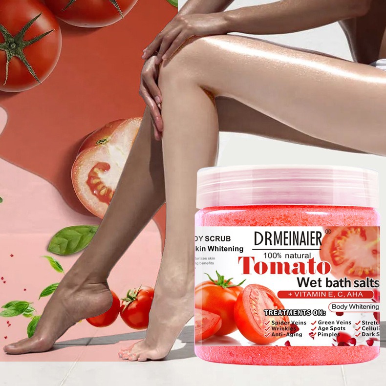Cross-border trade tomato scrub bath salt, scented bath salt, Exfoliating, chicken skin removal, deep cleansing, bath wet salt spray full figure