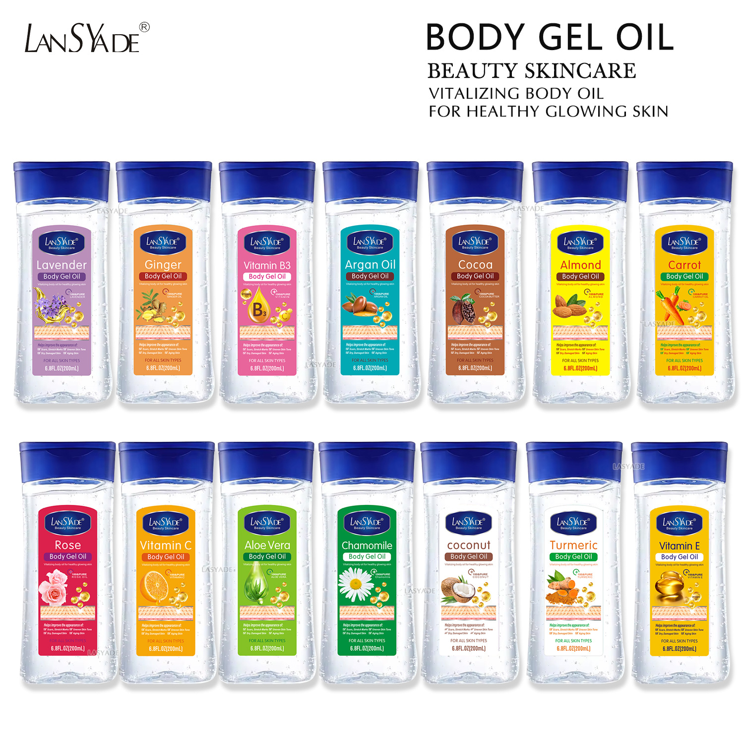 Cross-border Carrot Organic Gel Oil Argan Glycerin Body Gel Moisturizing and Brightening Vitamin C Massage Oil 200ml Item Picture