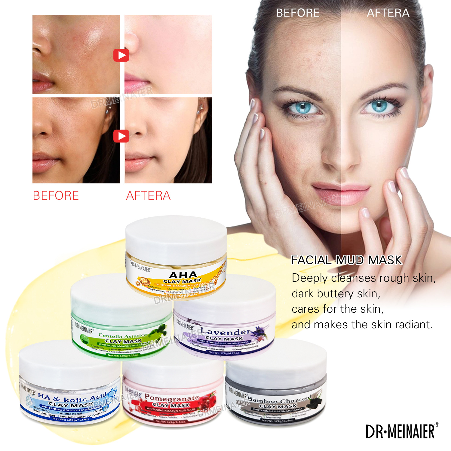 Cross-border Vitamin C Mud Mask Deep Cleansing Application Type Mung Bean Paste Moisturizing and Hydrating VE Mask Cream 120g Specification drawing